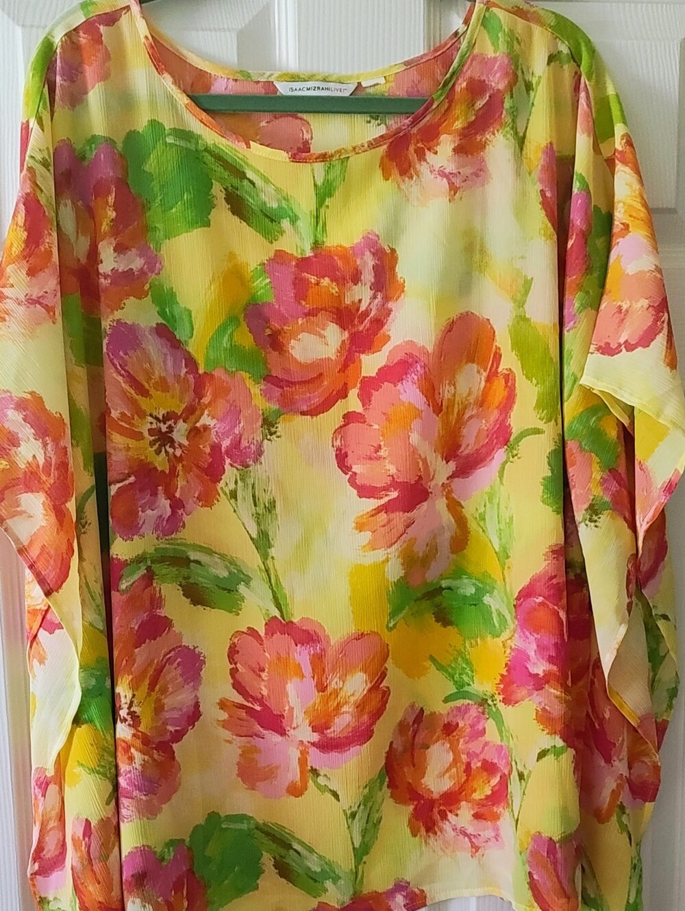 Isaac Mizrahi, Floral Yellow Watercolor Print Women's Poncho